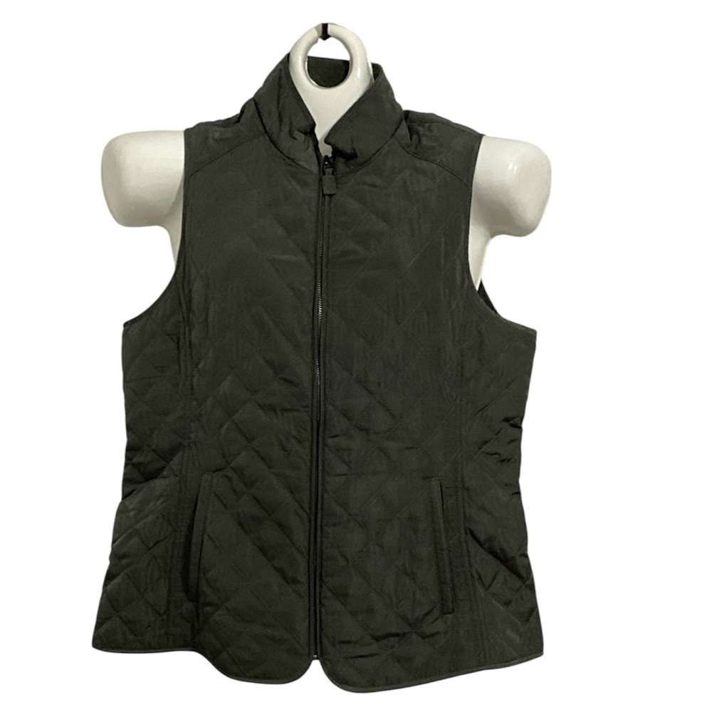Talbots Diamond Quilted Vest - Olive Green